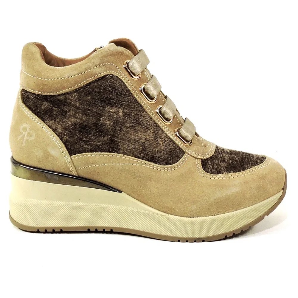 REPO 🇮🇹 WOMEN'S BEIGE COMFORT WINTER WEDGE BOOTIE - Picture 4 of 8